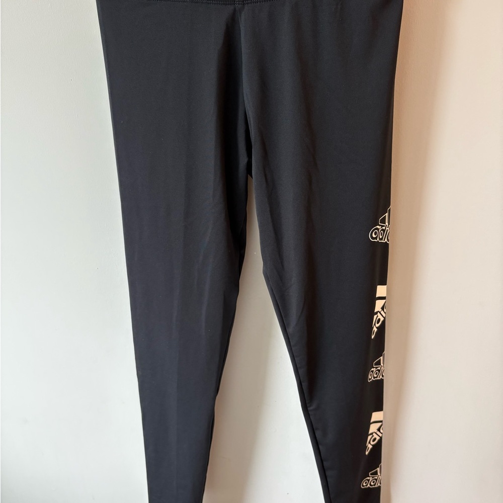 Adidas Kids Black Leggings with Gold Logo